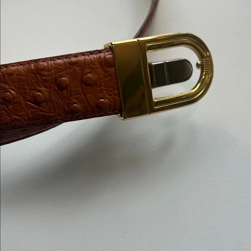 Vintage unbranded croc embossed tan genuine leather western belt unisex ladies